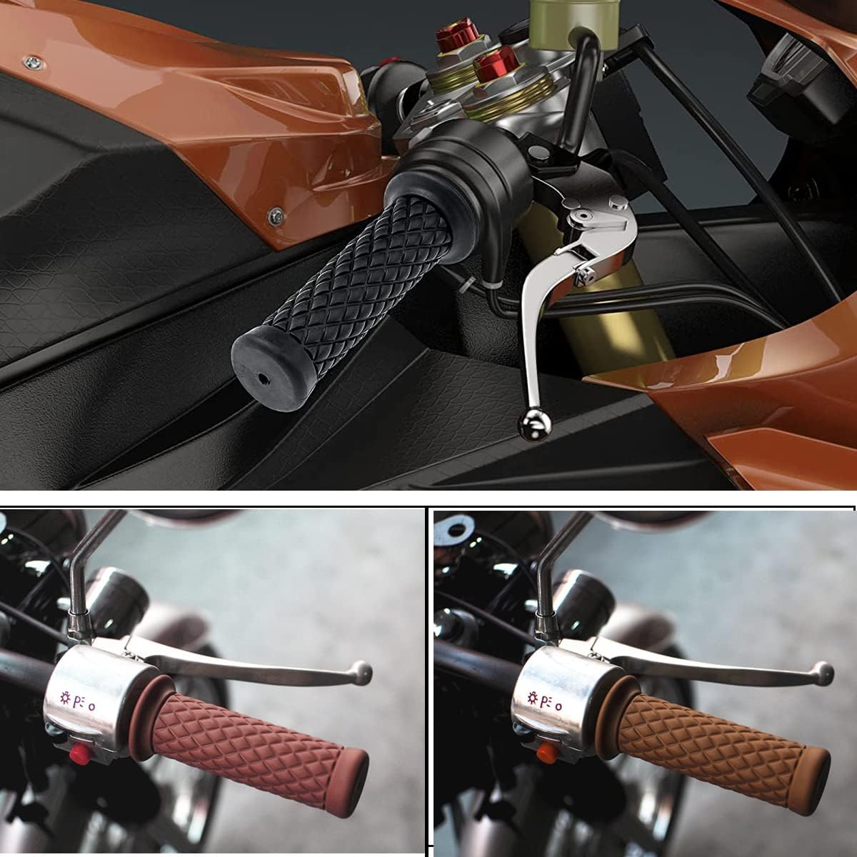 Motorcycle Grips Non Slip Rubber Bar End Thruster Grip 7/8" 22mm 24mm Motorcycle Comfort Hand Handlebar Grip Thruster Grip : Automotive