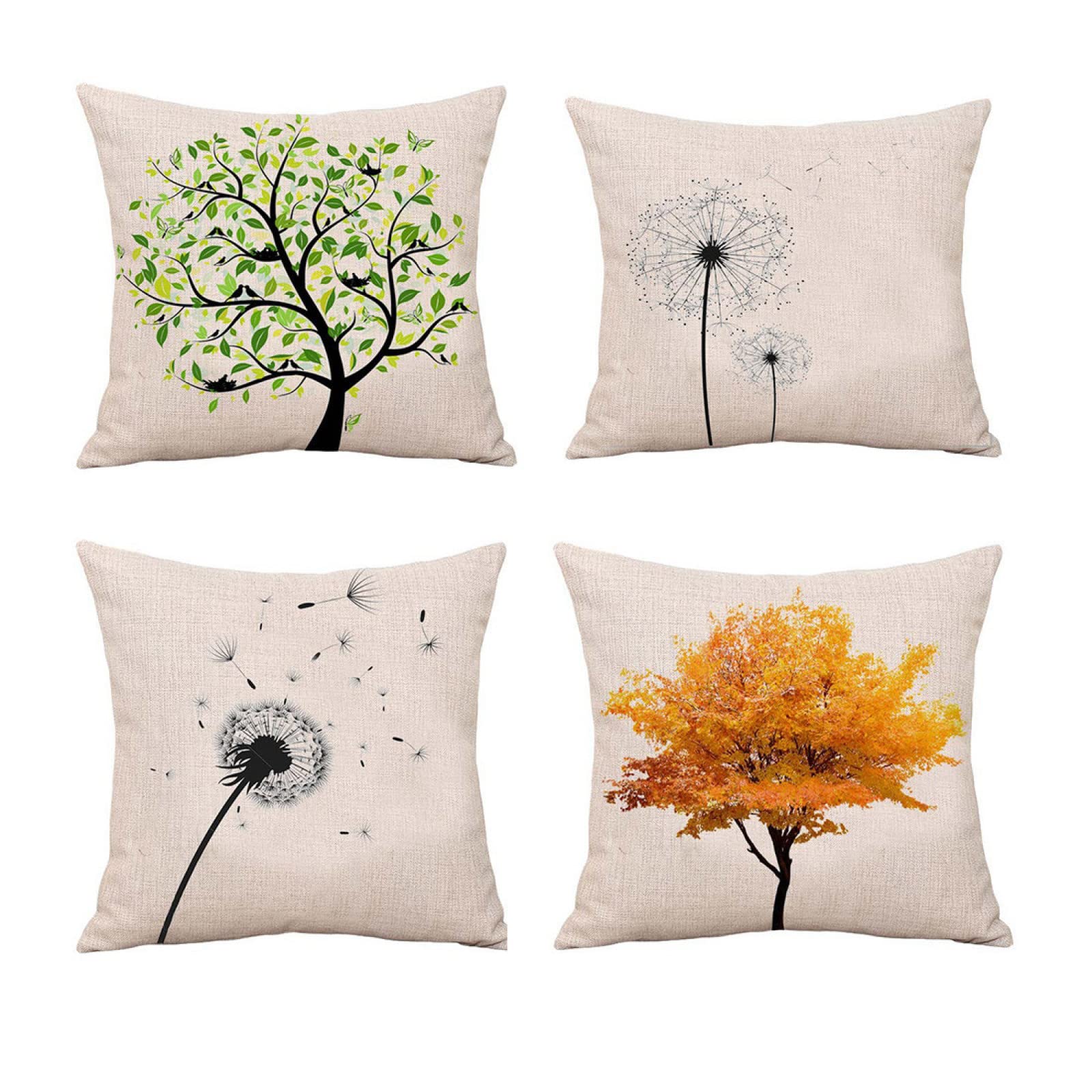 Taie d'oreiller 50x50cm en lin de qualité supérieure, housse de coussin carrée avec zip invisible