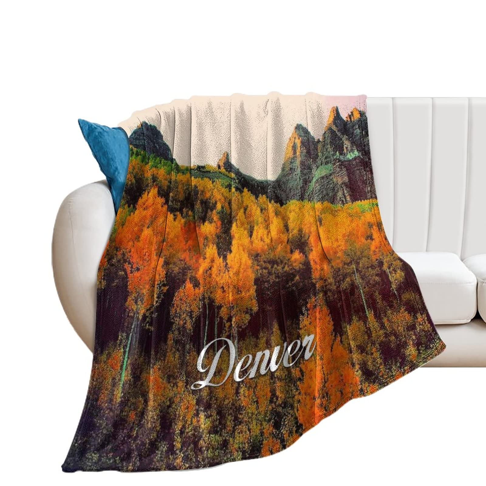 Couverture Denver flanelle 152x203 cm chaude pour canapé motif urbain