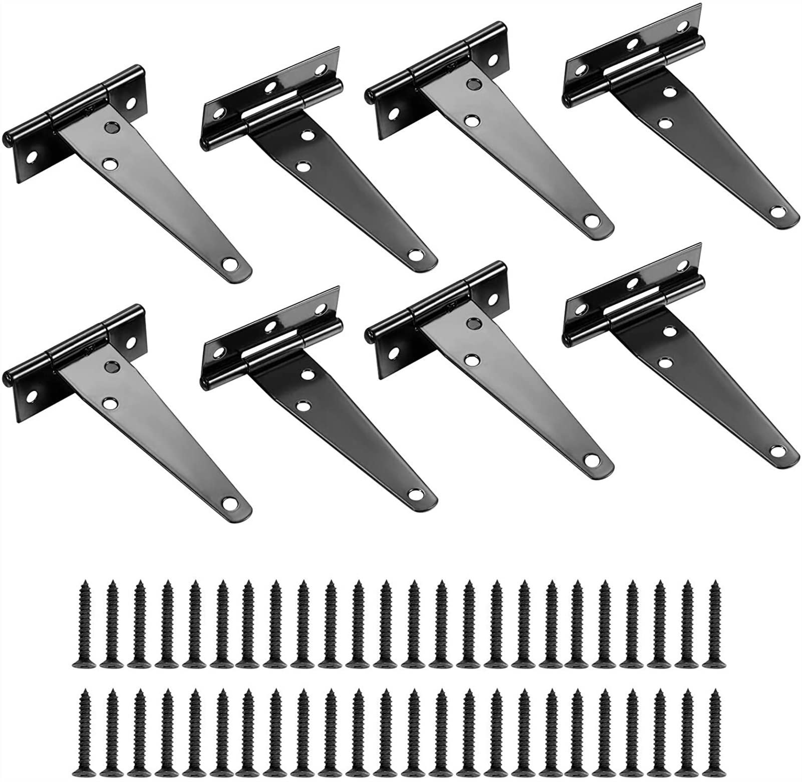 Door Hinges 8 PCS T-Shaped Hinge Triangular Hinge Slotted Bearing Door Hardware for Shed Gate