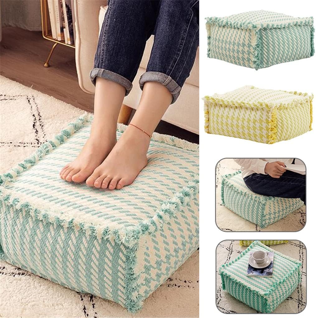 Nordic Moroccan PU Leather Pouf Craft Ottoman Footstool Round Large Artificial Leather Unstuffed Cushion(E)