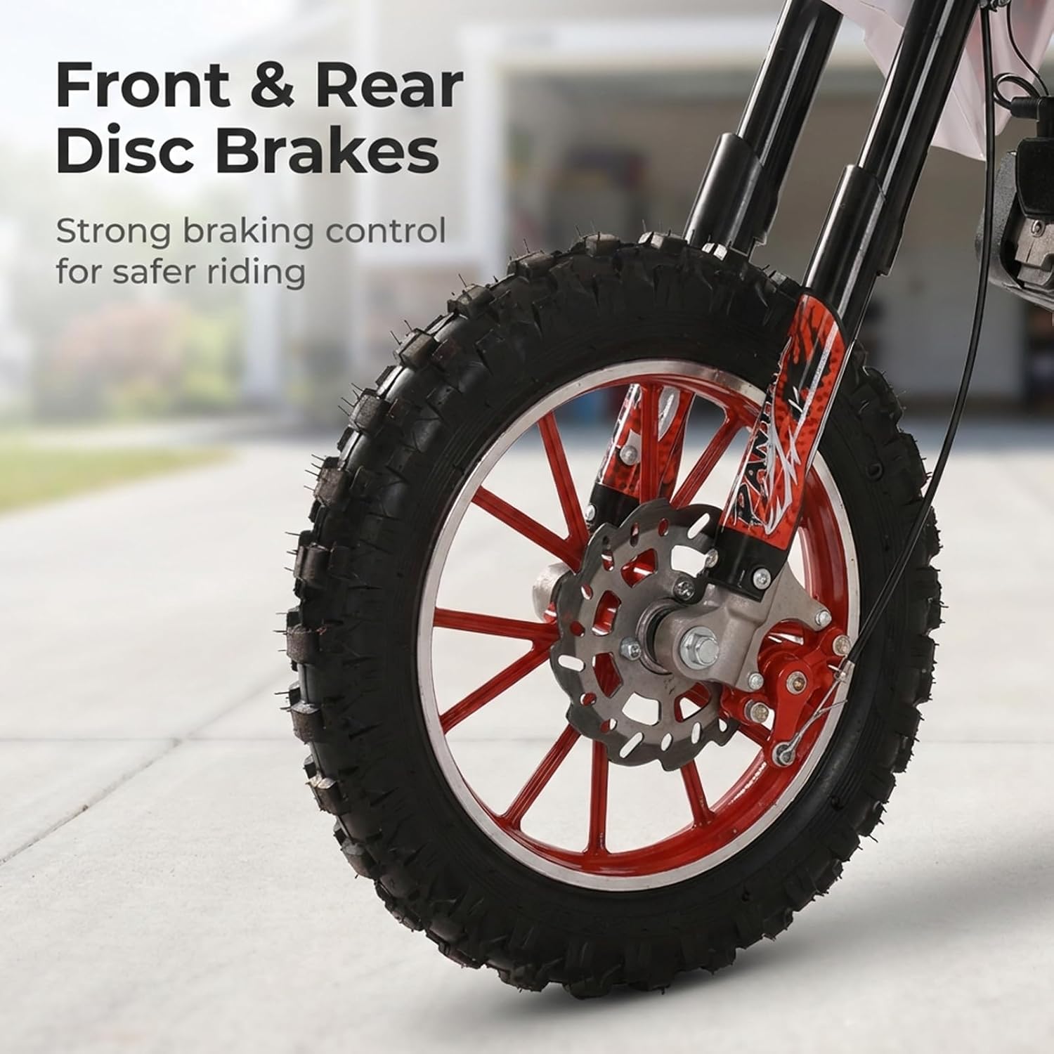 Gas Dirt Bike Kids 50cc, Gas Dirt Bikes for Kids 8-14, 2-Stroke Gas Motorcycle with Front Rear Disc Brakes, Kids Motorcycle with Off-Road Tires, Shock Absorption Springs, Soft Seat Cushion