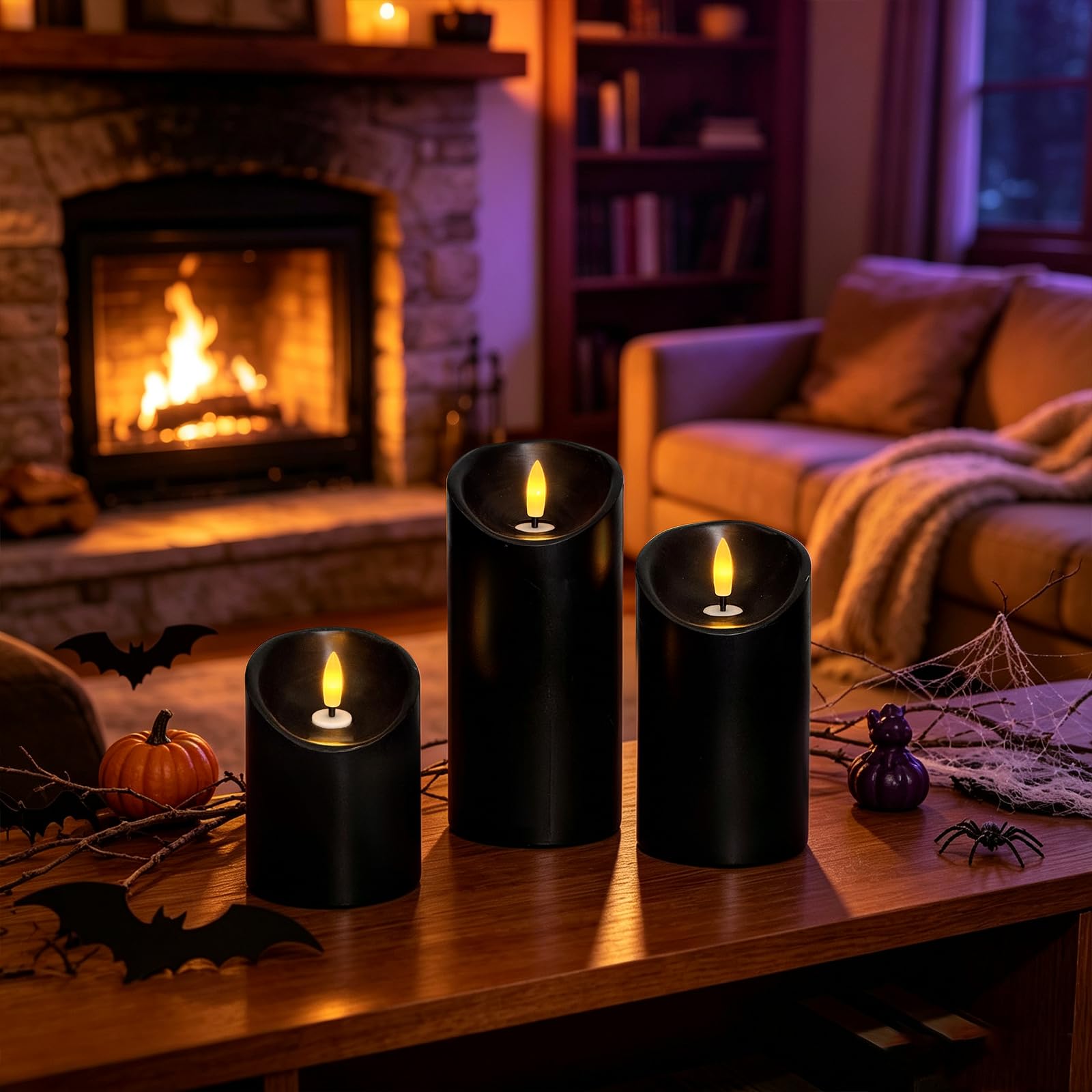 Bougies LED sans flamme à piles pour Halloween, Noël, décoration