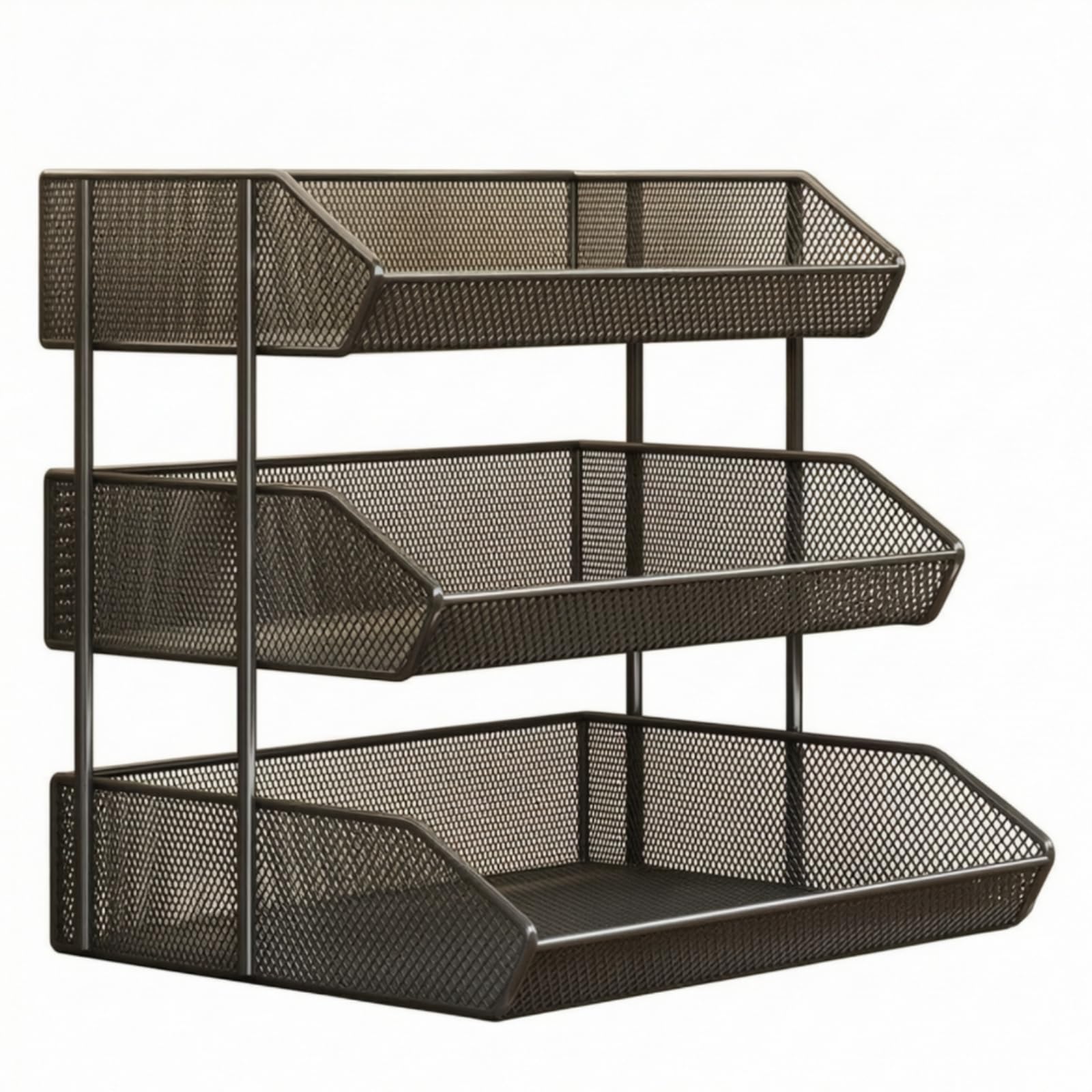Portaoggetti Autoportante senza Instzione Resistente Scaffale Aperto con Bordi Rialzati Stabile Scaffalatura per, Bagno, sotto il Lavandino, Bianco, 4-Tier Grande