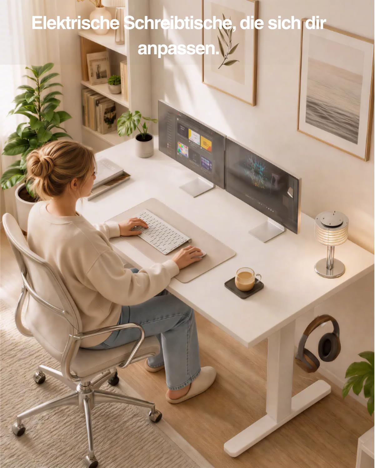 Acrolix Höhenverstellbarer Schreibtisch 120x60 cm,Stabiler Computertisch mit Kabelmanagement, Elektrischer Schreibtisch mit Memory Funktion, 80kg Tragkraft, Bürotisch für Homeoffice Weiß