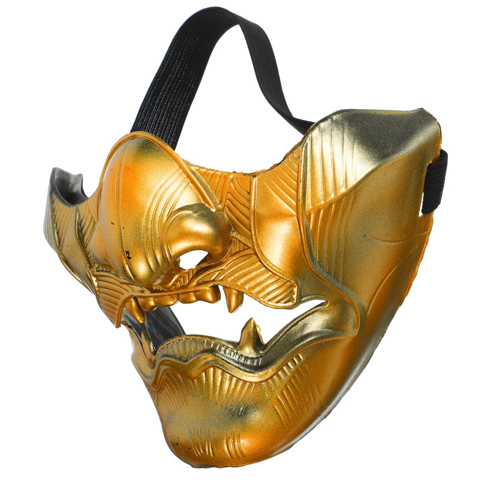 Didiseaon Japanese Cosplay Mask Golden Decorative Party Reusable Drama Mask for Halloween Costume And Makeup Party
