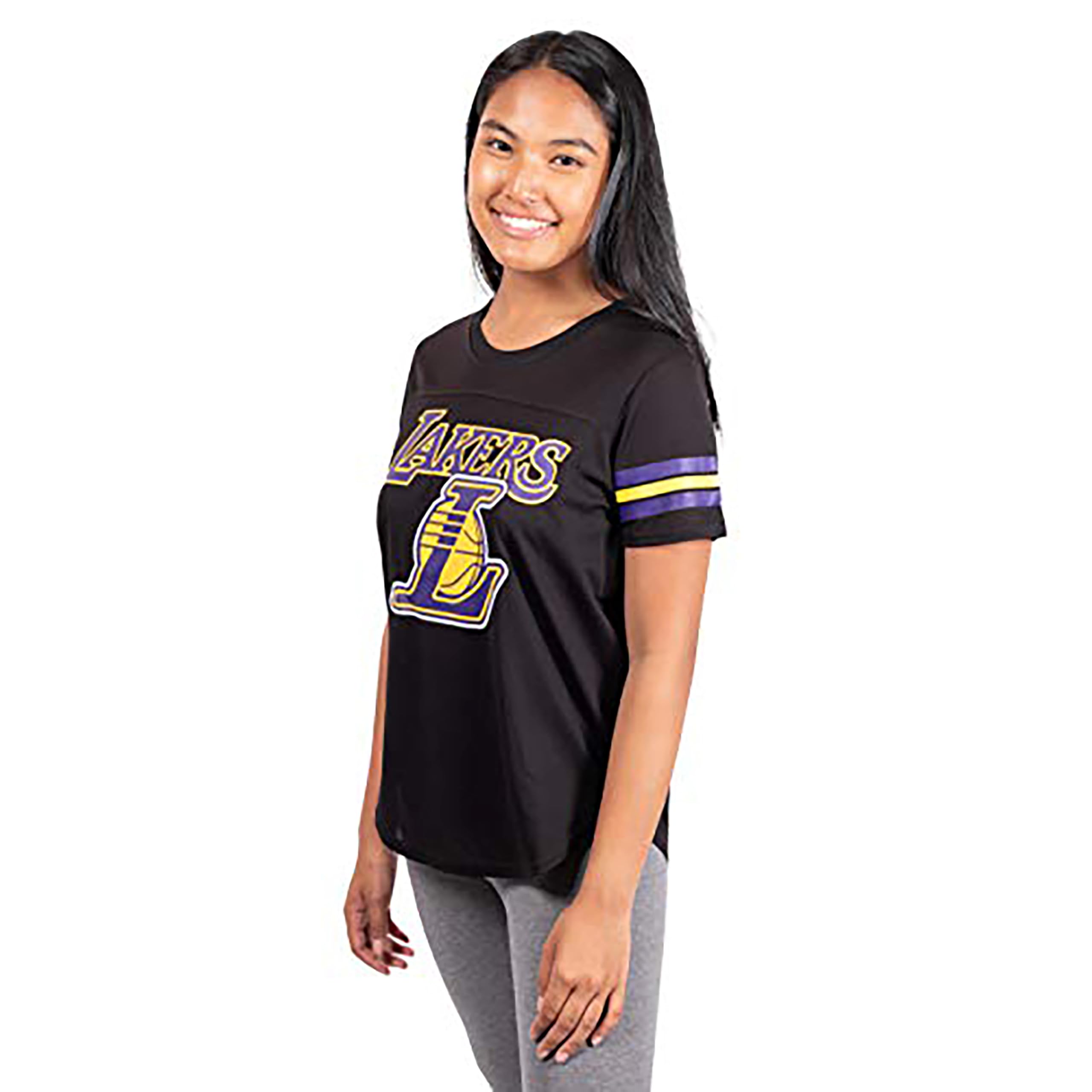 Ultra Game NBA Official Women's Soft Mesh T-Shirt, Los Angeles Lakers, Black, Small
