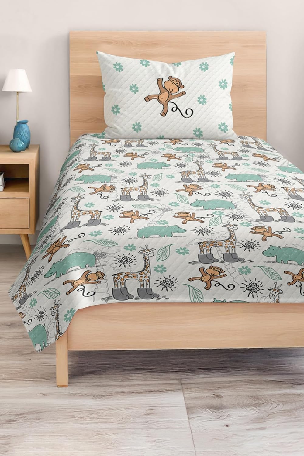 SODEF Quilt Set Mythical Animals Pattern Kids and Teens Room, 2 Piece Cotton Polyester Blend, Fade Resistant, Twin Size - Multicolor, One Size