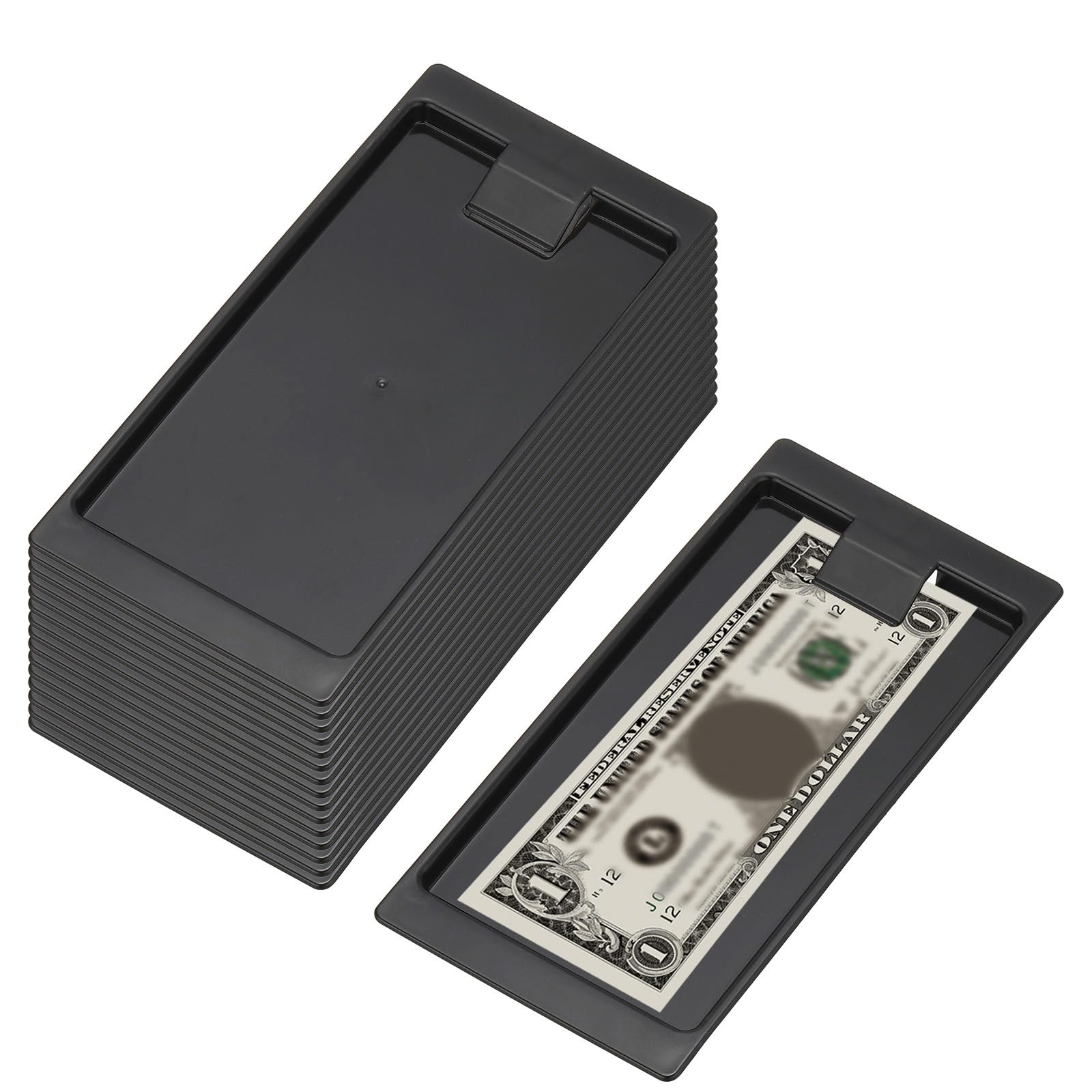 PATIKIL Controlla Supporti 16pz Nero Plastica Suggerimento Vassoi Ristorante Controlla Presentatori Ospite Ricevuta Supporto Vassoio per Bar Hotel Contante 8.2 X 3.9 X 0.4"