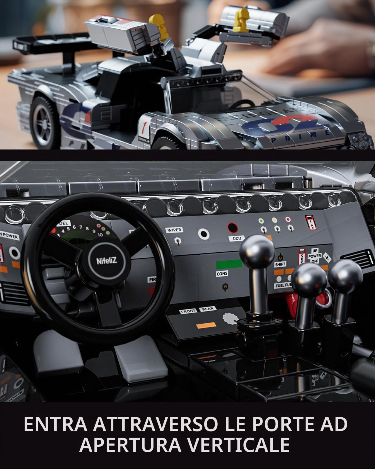 Nifeliz Kit di Costruzione CLX Auto da Corsa, Modello di Auto da Corsa Classico Personalizzabile per Decorazione Domestica, Regalo da Collezione per Adulti Appassionati (1.587 Pezzi, NF10358)