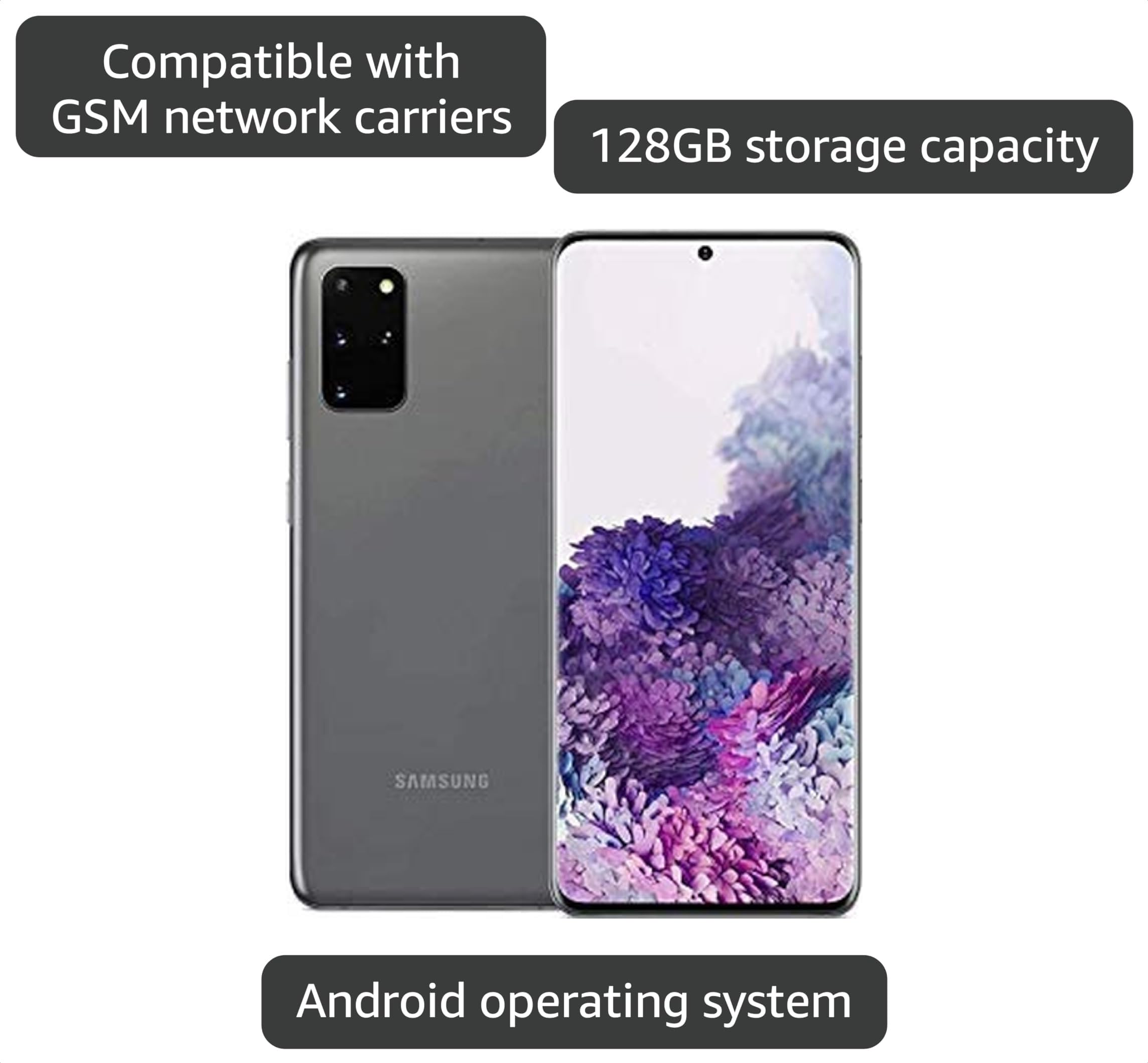 Amazon.com: Samsung Galaxy S20+ 5G, US Version, 128GB, Cosmic Gray