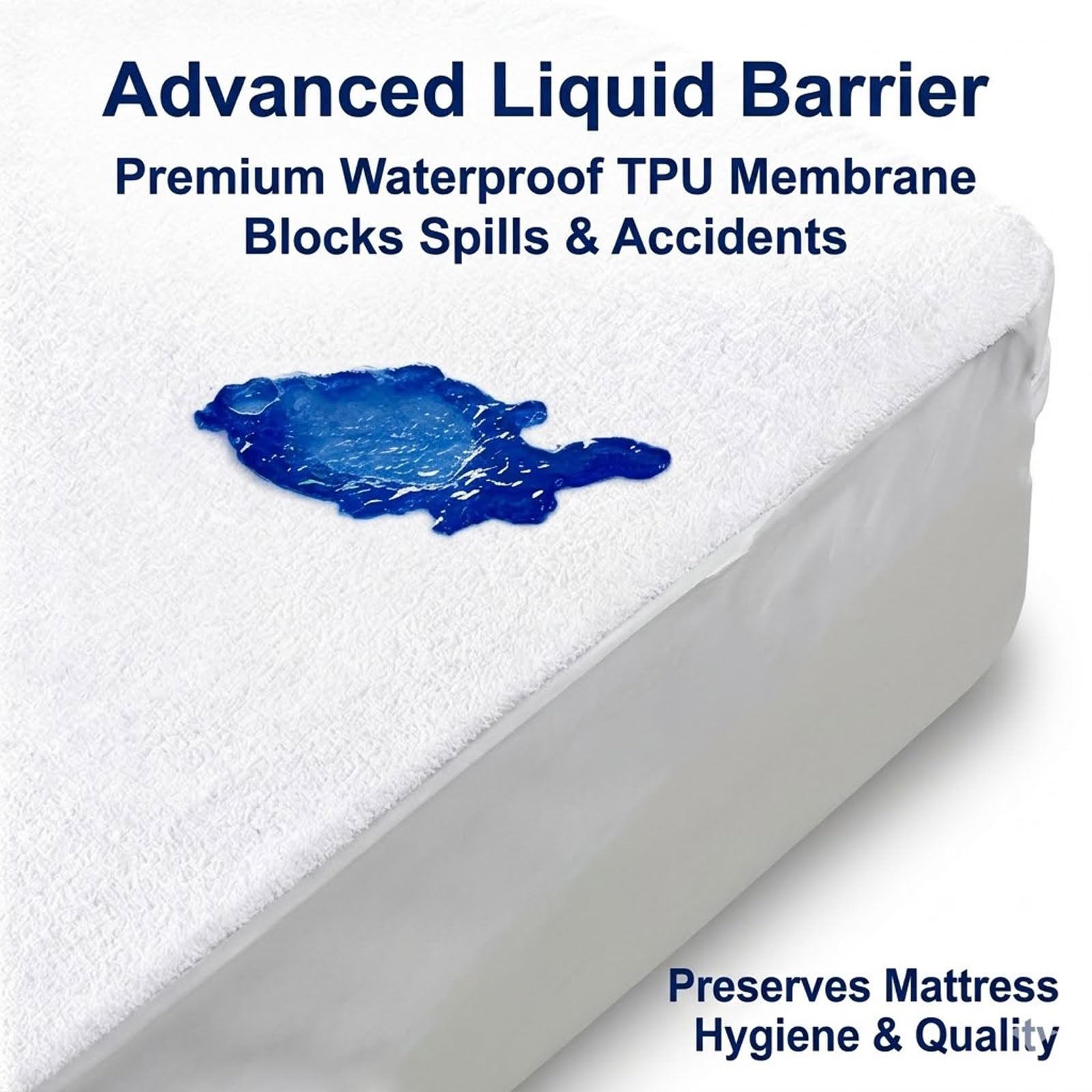 Protector De Colchón Impermeable Superficie De Rizo De Algodón Silenciosa Funda Transpirable con Bolsillo Profundo For Protección De Cama(76 * 80 * 18in)