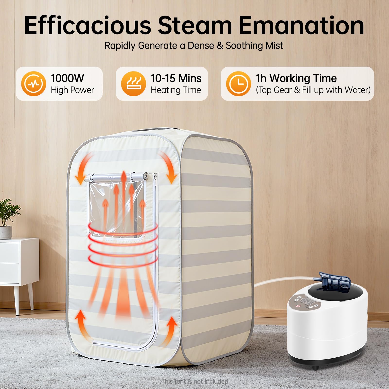 Generatore di vapore per sauna, 1000W - 3 litri Portatile Generatore di vapore per sauna per casa con timer e display LED e telecomando, 9 livelli di temperatura per bagno turco