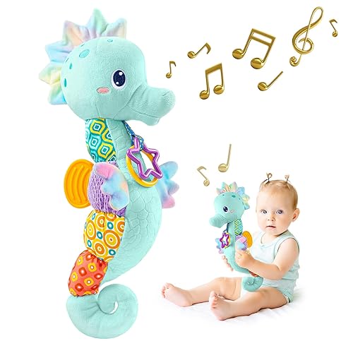 Sumobaby Juguetes de peluche musicales para bebés con arrugado multisensorial, sonajero y texturas, para el tiempo boca abajo, recién nacido