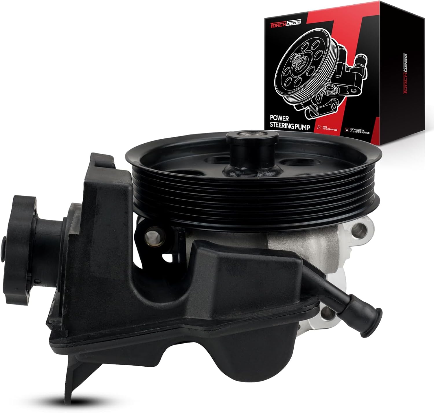 Torchbeam Power Steering Pump, Steering Pump with Pulley and Reservoir, for 2006-2011 Focus, 2010 Transit Connect, 2011 Transit Connect 2.0L, Replace 20-326