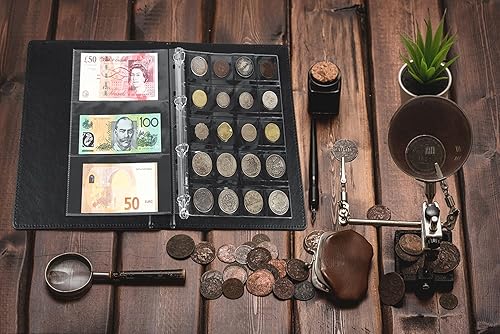 Miniatura 2 de Álbum de monedas de moneda, 370 bolsillos, carpeta para coleccionar monedas y monedas, 250 bolsillos, soporte para libros de colección de monedas,