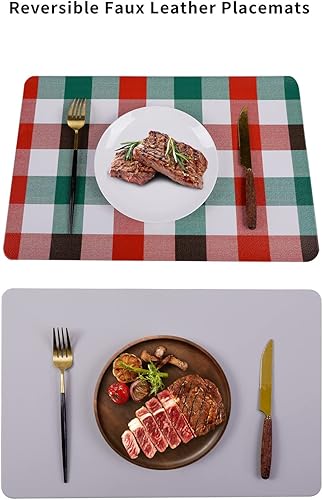 Miniatura 6 de Juego de 6 manteles individuales para interiores, de piel sintética, color verde, lavables, resistentes al calor, antideslizantes, ecológicos,