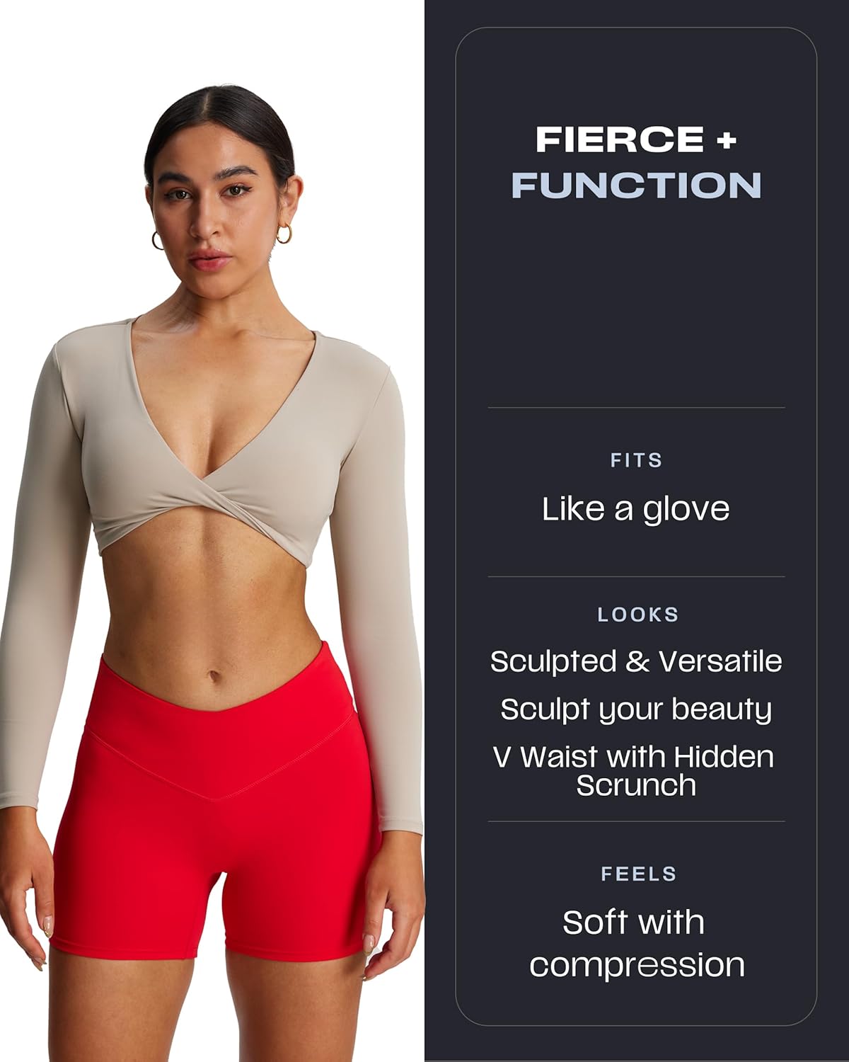 Aoxjox Vanity Workout Biker Shorts for Women V Waist Tummy Control High Waisted Hidden Scrunch Running Yoga Short 4.5" - Image 4