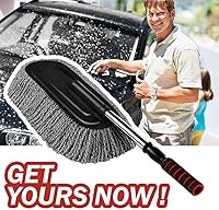 Vista 6 de Plumero de microfibra para automóvil, limpiador de exterior e interior, kit de limpieza de 15.7 pulgadas con mango retráctil largo para atrapar
