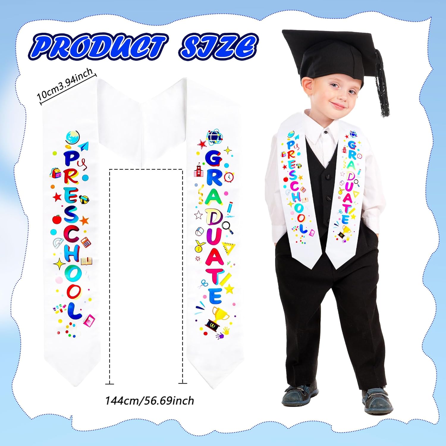 20 Pieces Preschool Graduation Stole Printed Graduation Stoles Graduation Sash Honor Graduation Gifts for Unisex