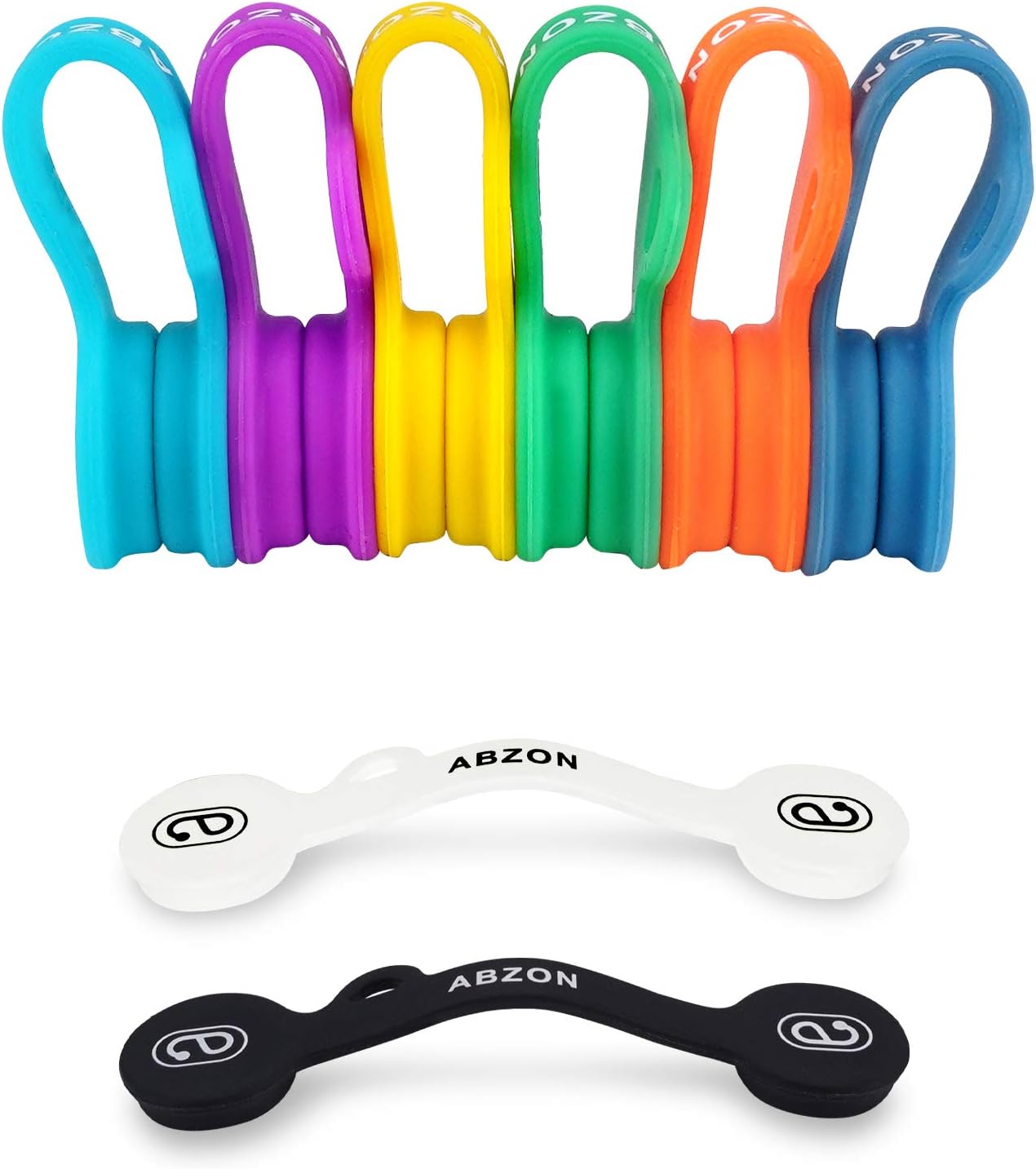 ABZON Magnetic Cable Organizer Earbud Cord Holder Charger Clips Desk Cable Management, Used as Bookmark Cord Keeper Wire Wrap Fridge Magnets, Cable Tangle Free Organizer, Silicone Material 8 Packs