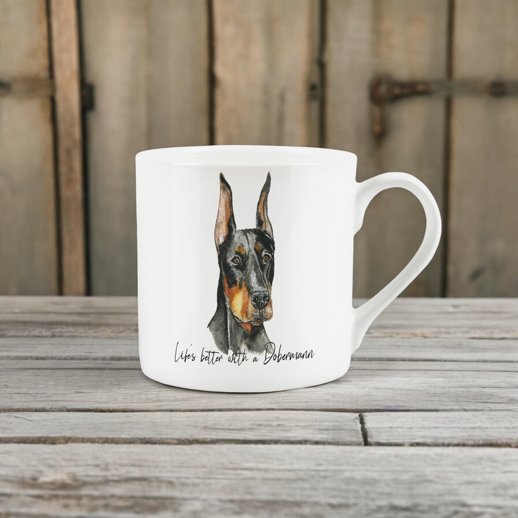Purely Home Dobermann Mug - Lifes Better with A Dobermann Bone China White Mug - Tea/Coffee Gift for Dog Lovers - Image 3