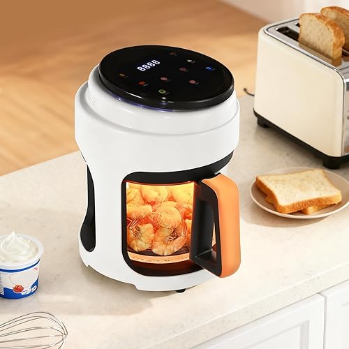 Miniatura 7 de Freidora de aire de 4.23 cuartos de galón con tazón de vidrio con pantalla táctil de 1000 W, tecnología de freír aire 3D para una cocción saludable,