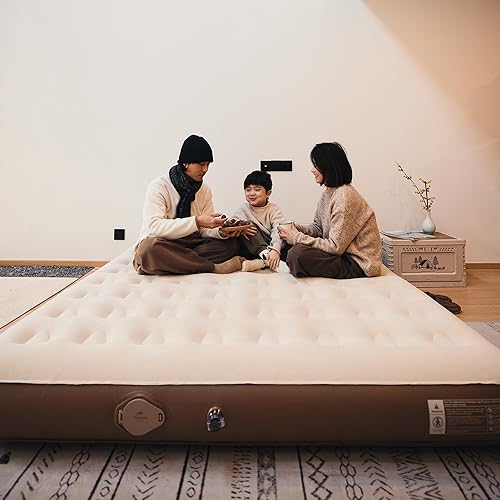 Miniatura 8 de Naturehike Colchón de aire estrecho tamaño King con bomba eléctrica incorporada, colchón inflable extra ancho de 79 x 71 pulgadas para el hogar,