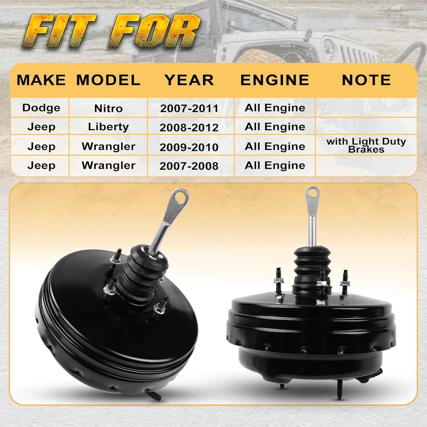 Vacuum Power Brake Booster Fit For Jeep Wrangler JK 2007-2010 / Jeep Liberty 2008-2012 / Dodge Nitro 2007-2011# 54-71924, 68003619AA, 68039279AA