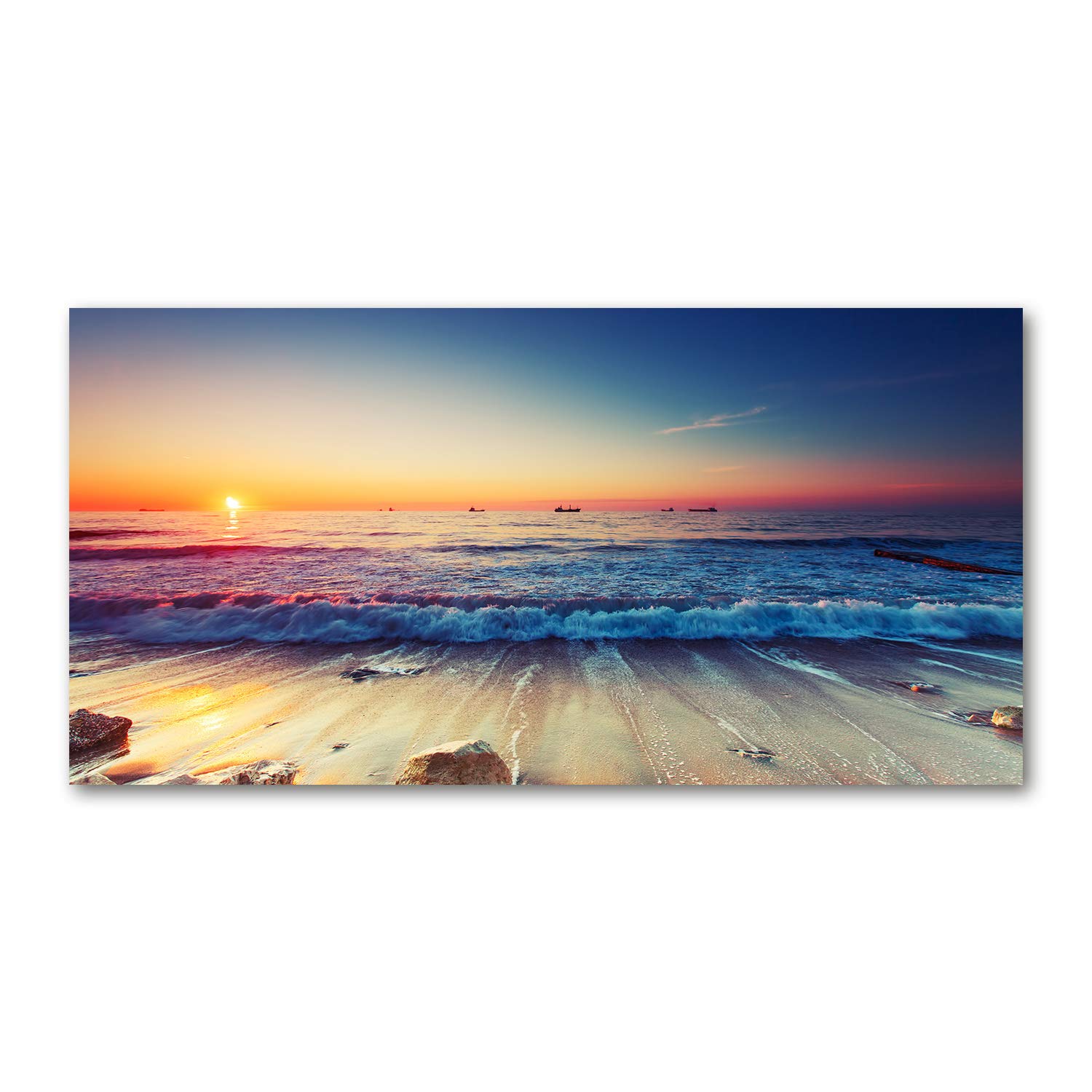 Tableau en verre plastique paysage marin pour habiller le salon