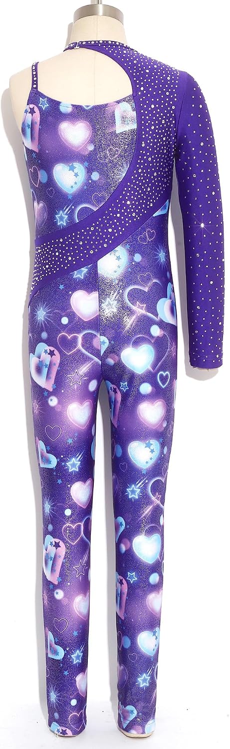 ranrann Kids Long Sleeve Unitard Skating Jumpsuit Gymnastics Competitions Studio Practice Gym Apparel
