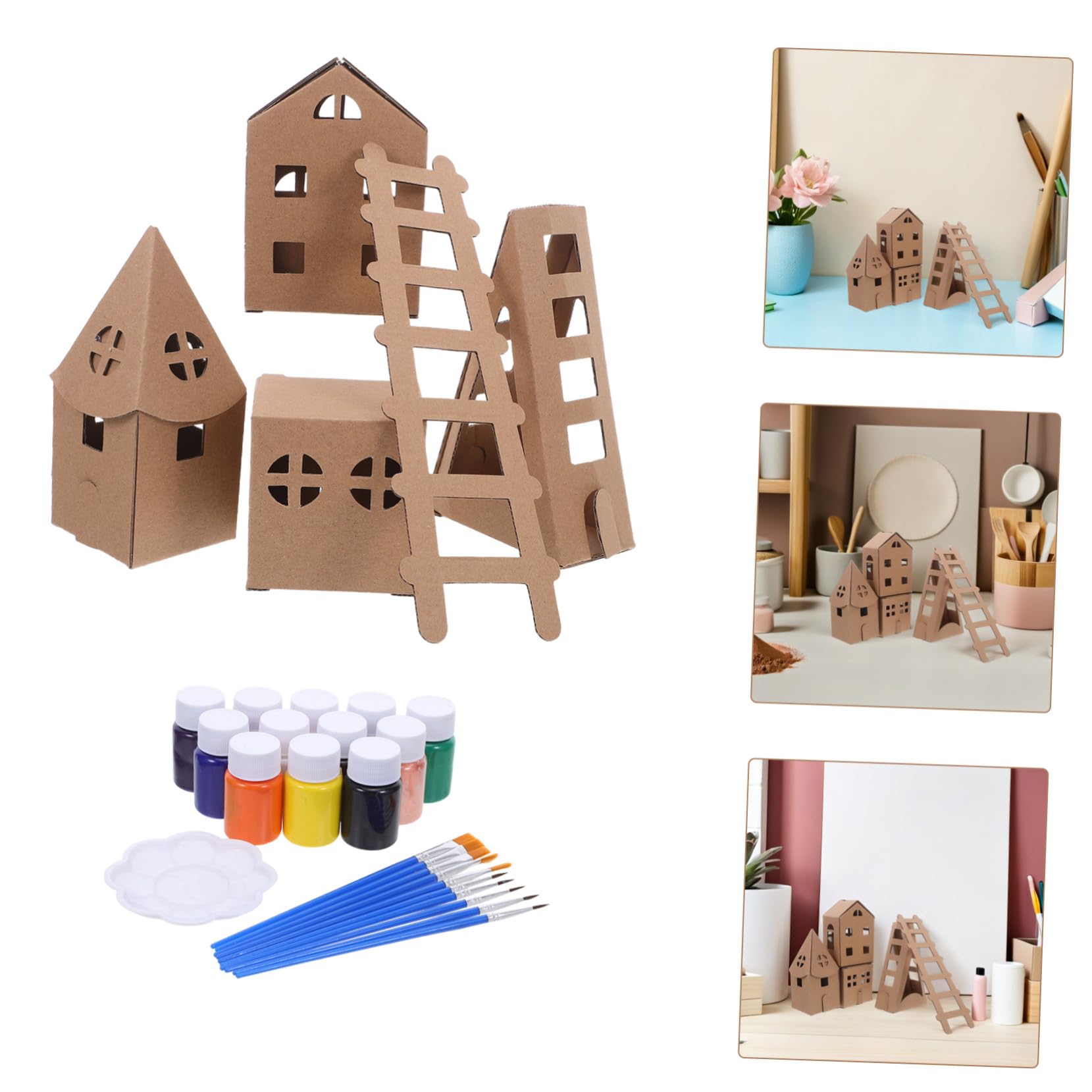 Veemoon Casa di Cartone da Colorare per Ragazzo Ragazza Mini Case in Cartone Fai da Te per Attività Creative e Lavoretti Manuali Realizzato Materiale di Carta Robusto