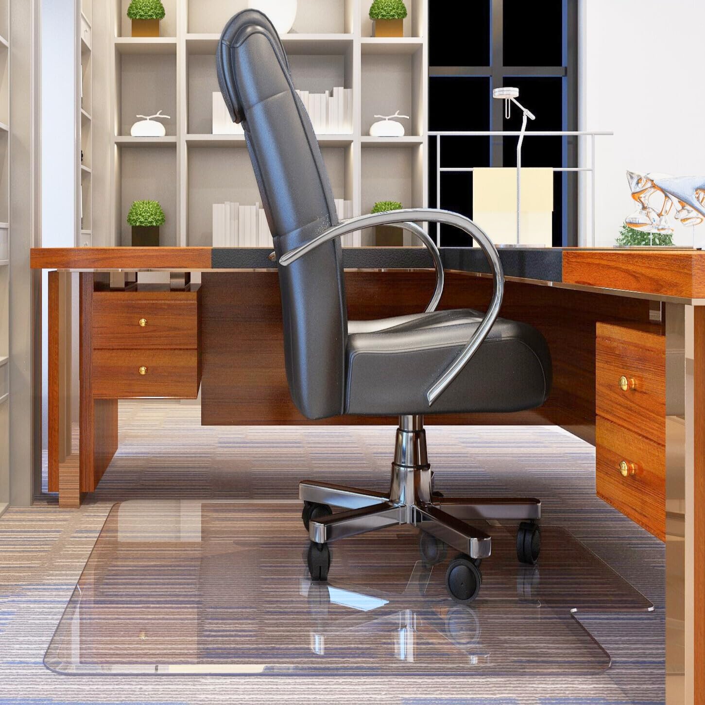 Exclusive Beveled Edge Glass Chair Mat for a Smooth Glide and Easy Roll On Off by Clearly Innovative