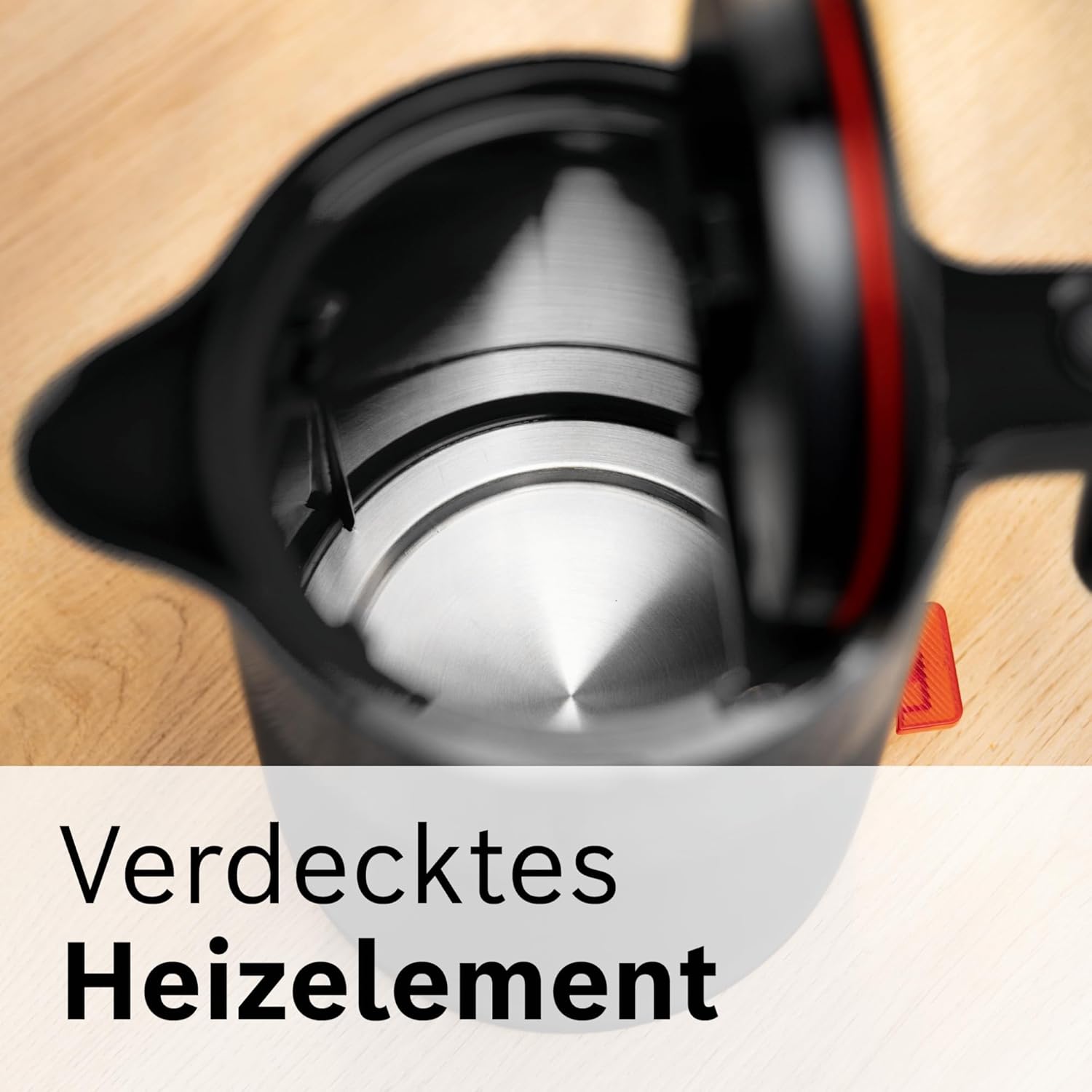 Interior view of the Bosch kettle showing the concealed stainless steel heating element.