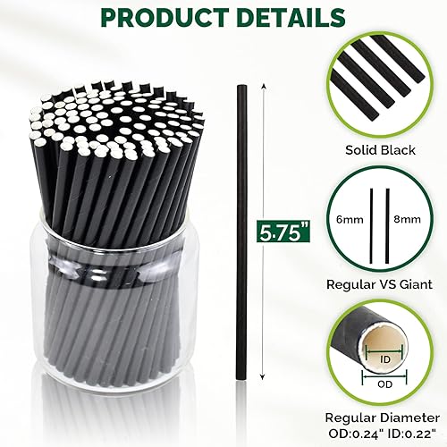 Vista 52 de Pajitas de papel corto desechables de papel kraft marrón de 5.75 pulgadas y pajitas para agitar, para el hogar, bares y restaurantes Marrón Kraft