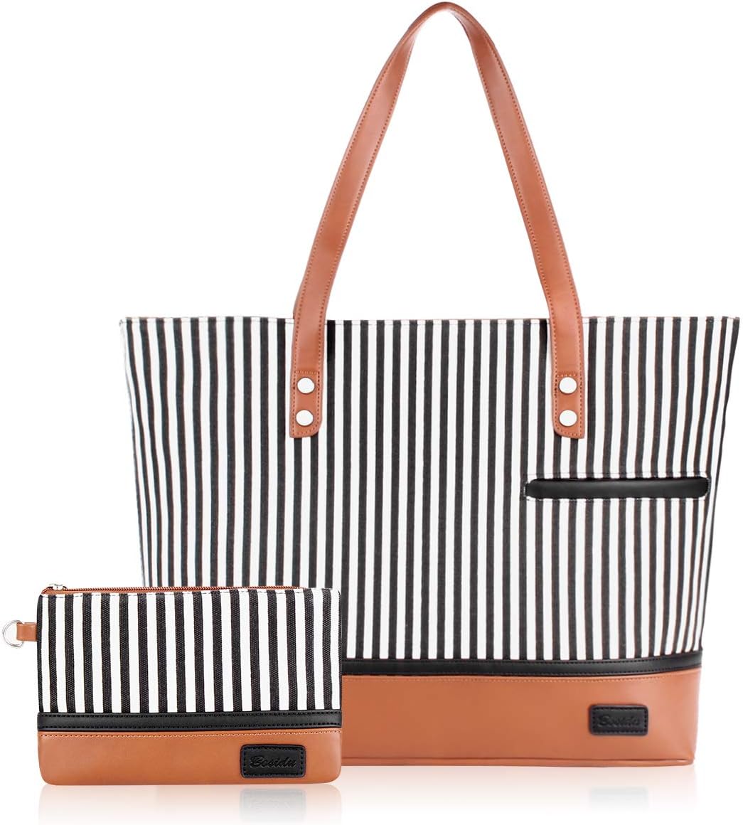 Laptop Tote Bag for Women Large Canvas Womens Briefcase Waterproof Computer Bag Work Bags for Women Fits 15.6 inch Laptop