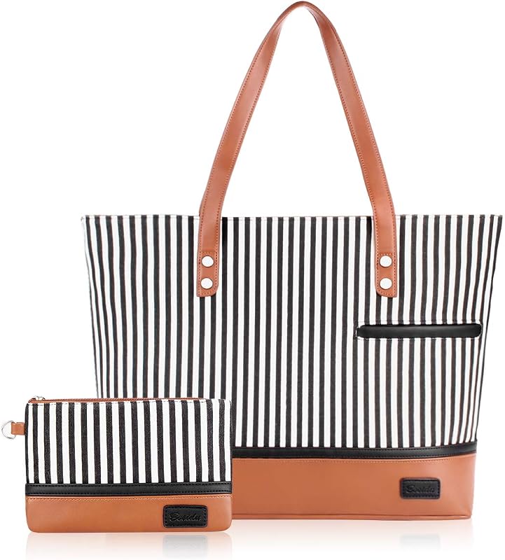 Laptop Tote Bag for Women Large Canvas Womens Briefcase Waterproof Computer Bag Work Bags for Women Fits 15.6 inch Laptop