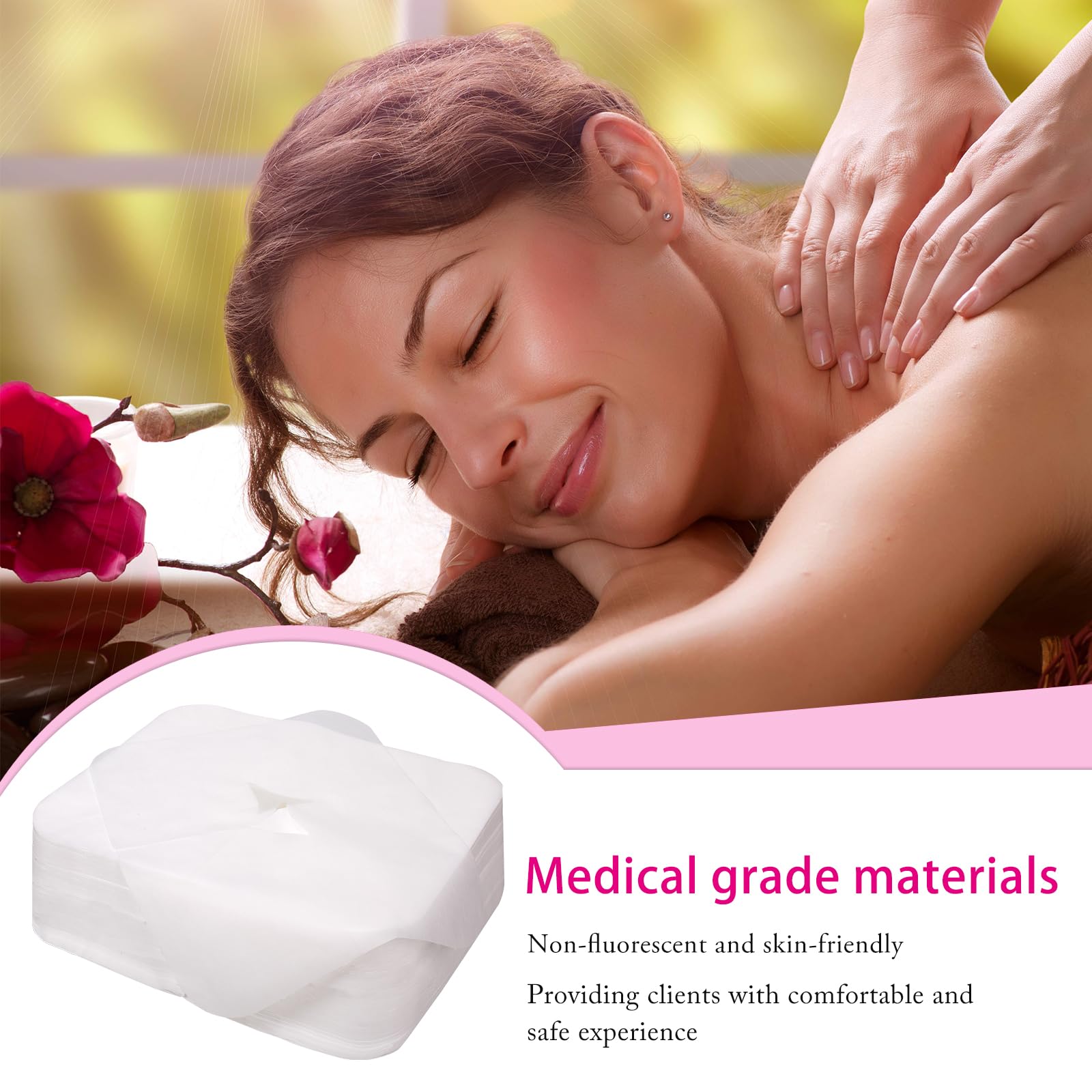 500 Stück Einweg Nasenschlitztücher für Massageliegen, Soft, Atmungsaktive, Hochwertiges Massagezubehör; Zur Verwendung auf Massageliegen und Behandlungsliegen, 30cm*40cm