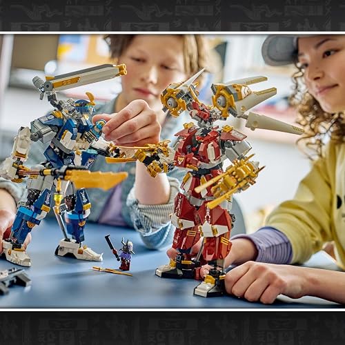 LEGO Ninjago Les Robots Titan Jumeaux - Jouet Ninja avec 2 Figurines & 3 Minifigurines Dont Kai & NYA - Décoration de Chambre d'enfant - Cadeau d'anniversaire pour Garçon Ado ou Fan dès 12 Ans 71870 - 2