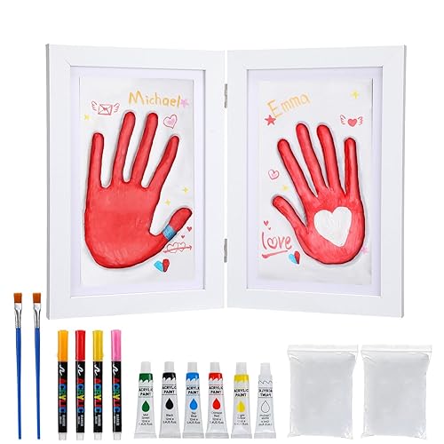 Hand Impression Kit for Couples - Wooden Frame Hand Mold