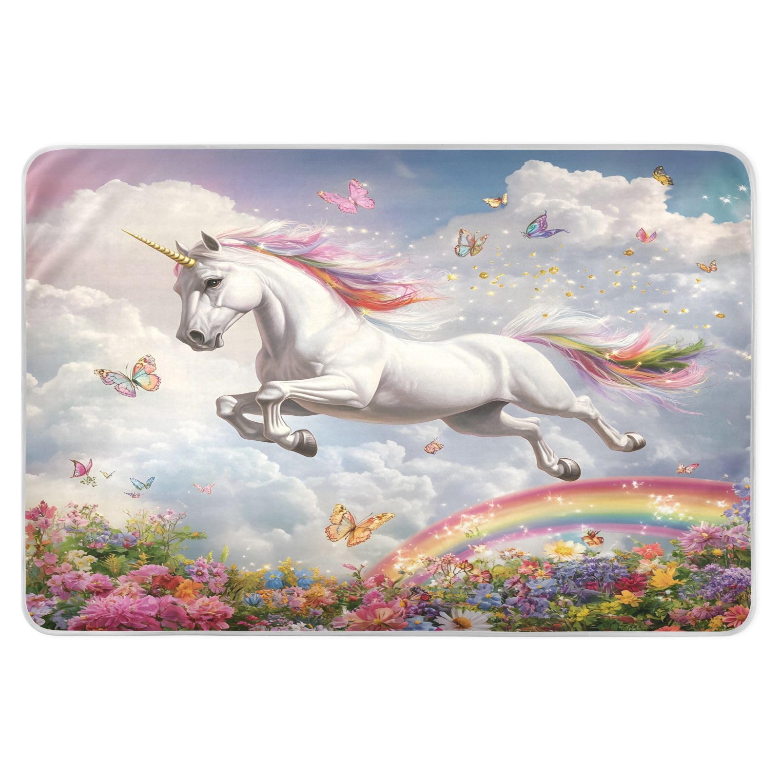 CEBUGI 34” x 52”Washable Underpads Heavy Absorbency Waterproof Incontinence Bed Pads White Horse Pee Pads for Adults Kids and Baby