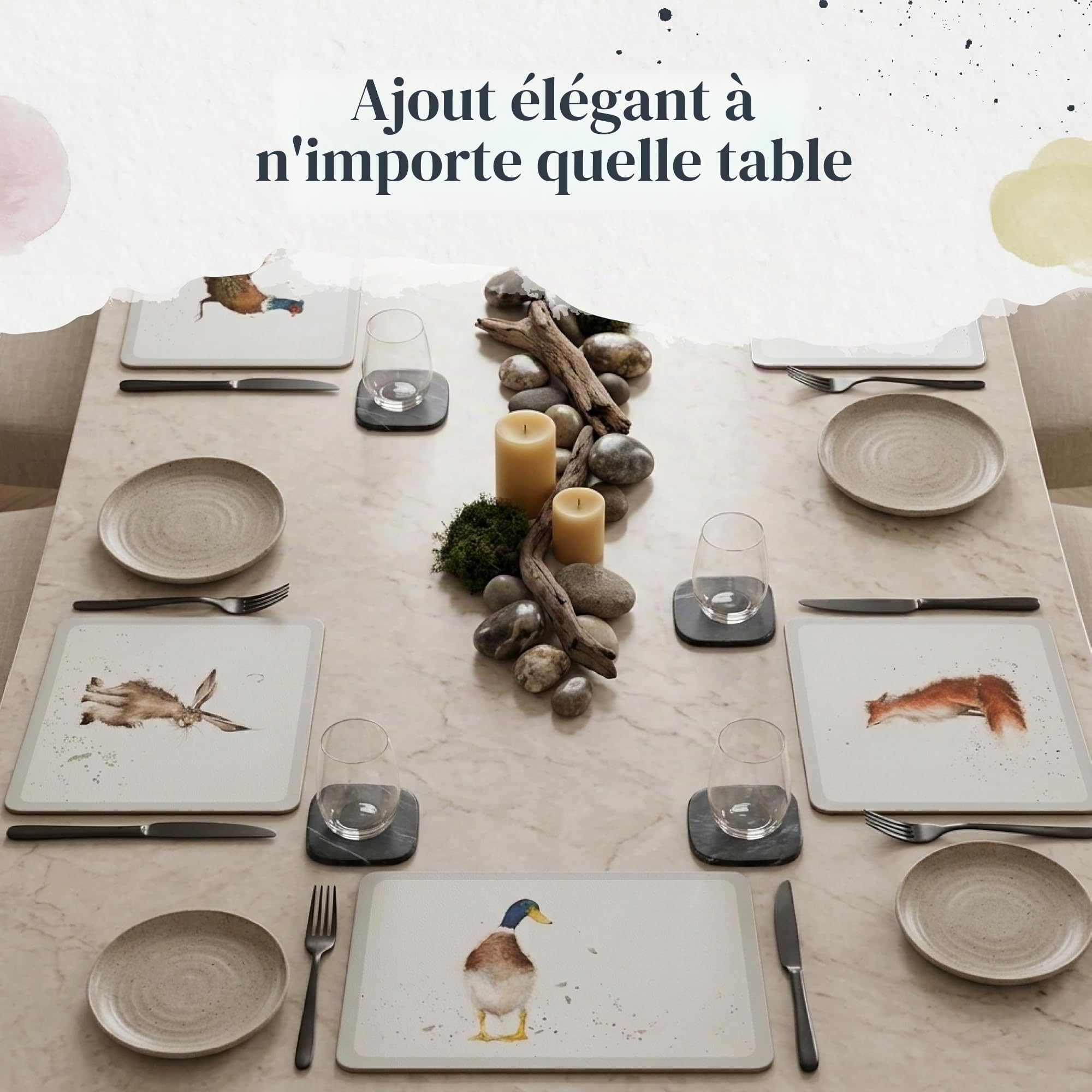 Pimpernel Lot de 6 Sets de Table Motif Animaux Wrendale
