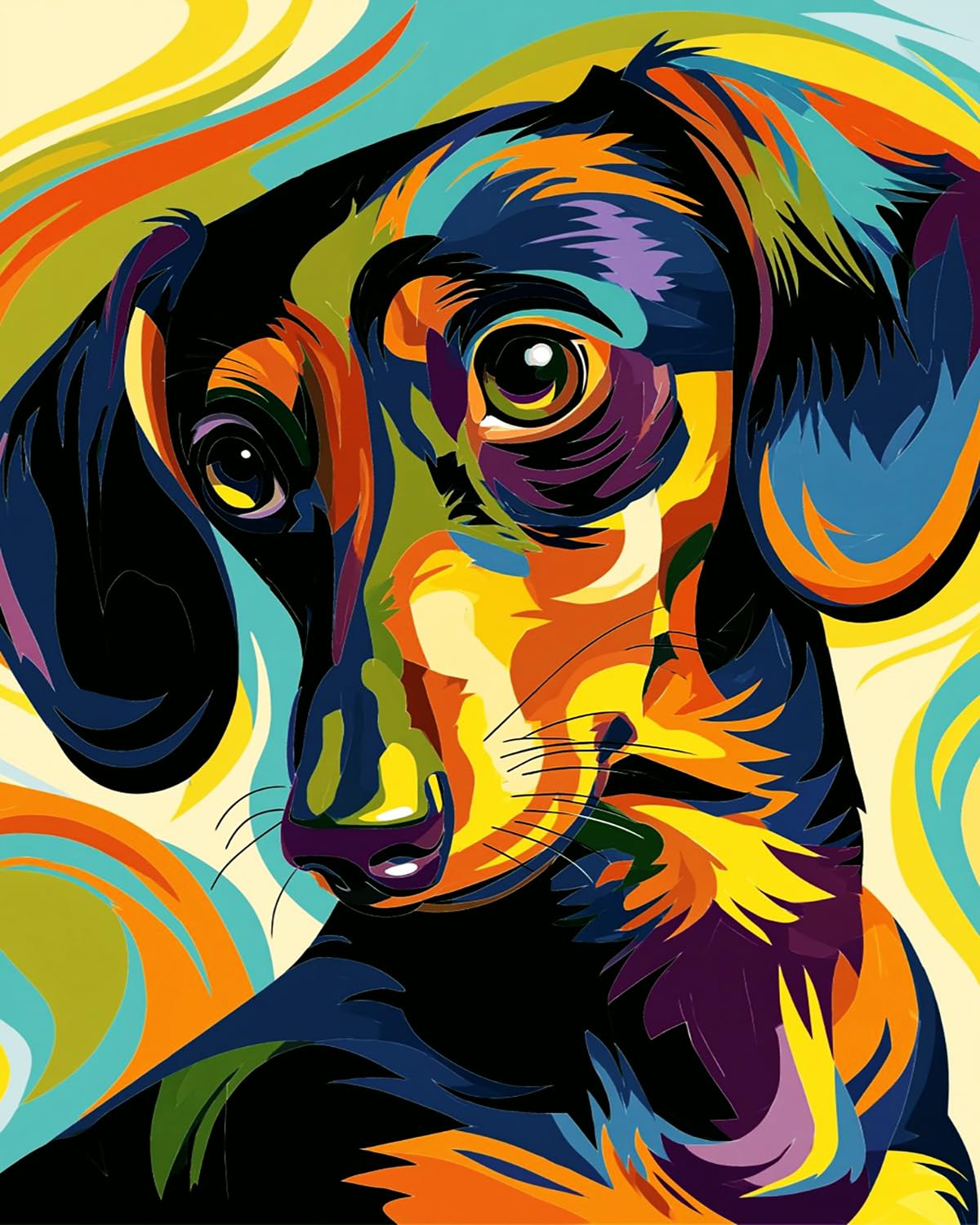 LIUBAISHI Paint by Numbers for Adults, Dachshund, 40x50 cm Acrylic Canvas Painting Kit