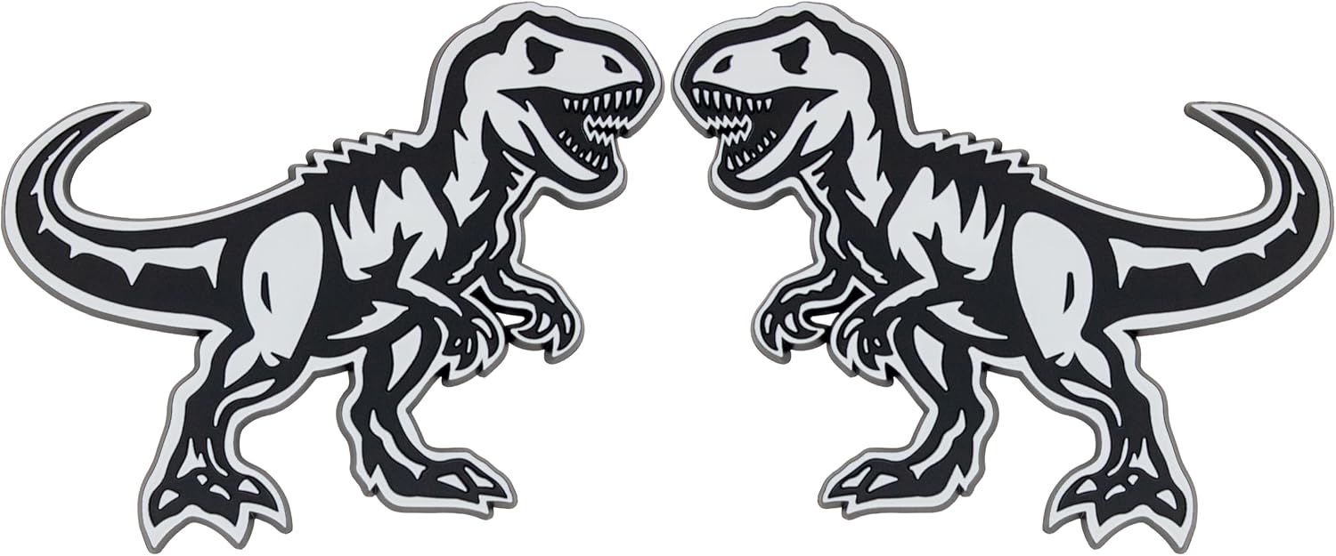Dinosaur Emblem 3D Badge, Custom Car Emblem Decal for Car, Truck, SUV, Automotive Accessory (Set of 2) (Red)