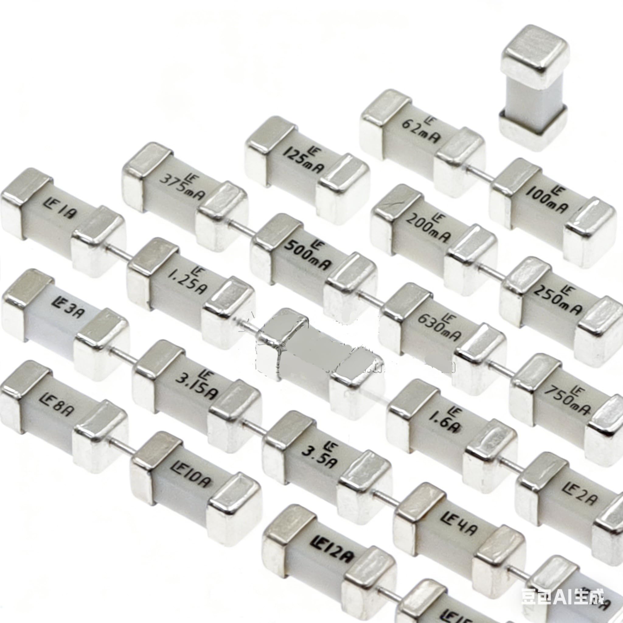 22 valori SMT SMD 1808 0451 2410 6125 fusibile – Montaggio superficiale in ceramica ad azione rapida 2410 fusibile kit assortito (0,25 A 0,315 A 0,5 A 0,63 A 0,75 A 1 A 2,5 A 3 A 3.15 A. 6 A. 6 A. 3A