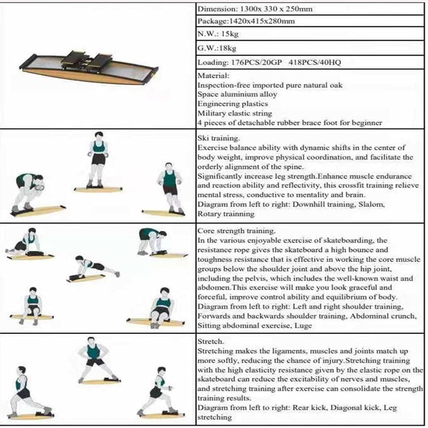 Máquina de esquí Profesional for Interiores, máquina Ejercicio con Resistencia Ajustable 0 a 100 kg, Cardiovascular multifunción