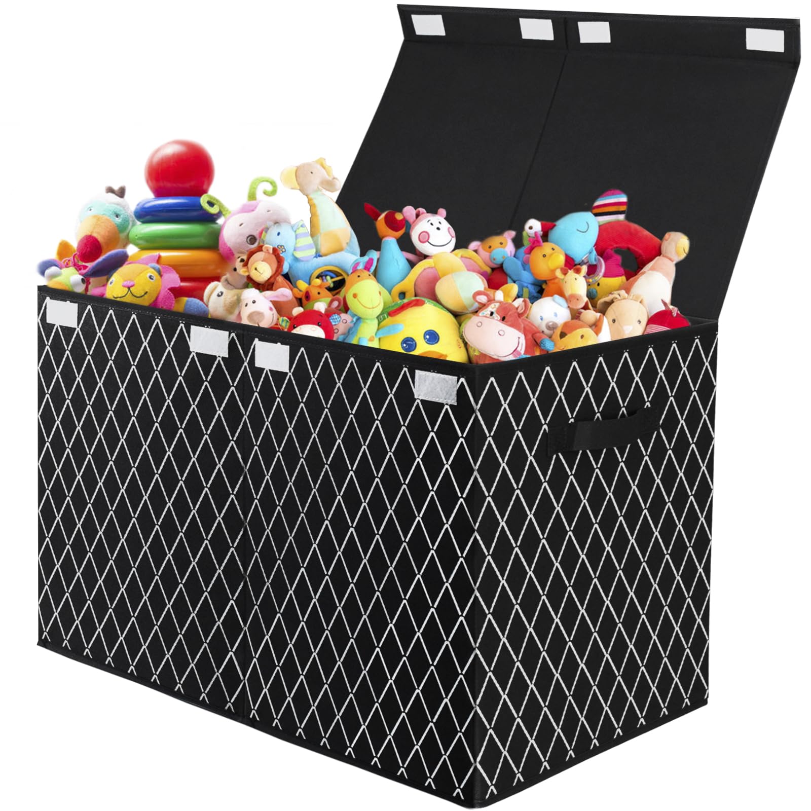 Boîte à jouets armoire vêtements livres coffre rangement enfants noir