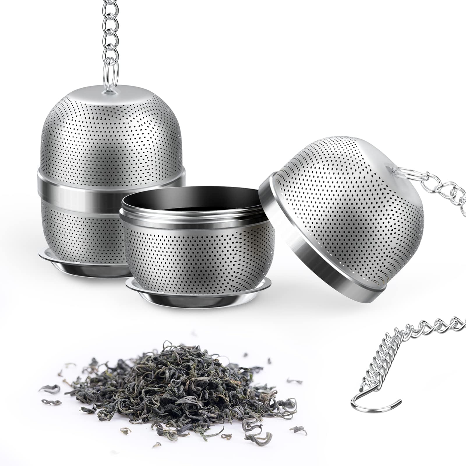 Infusore Per Tè A Forma Di Elefante In Silicone E Acciaio Inox - Set Da 3 Filtri Per Foglie Sciolte, Colori Verde, Blu, Rosa - 3