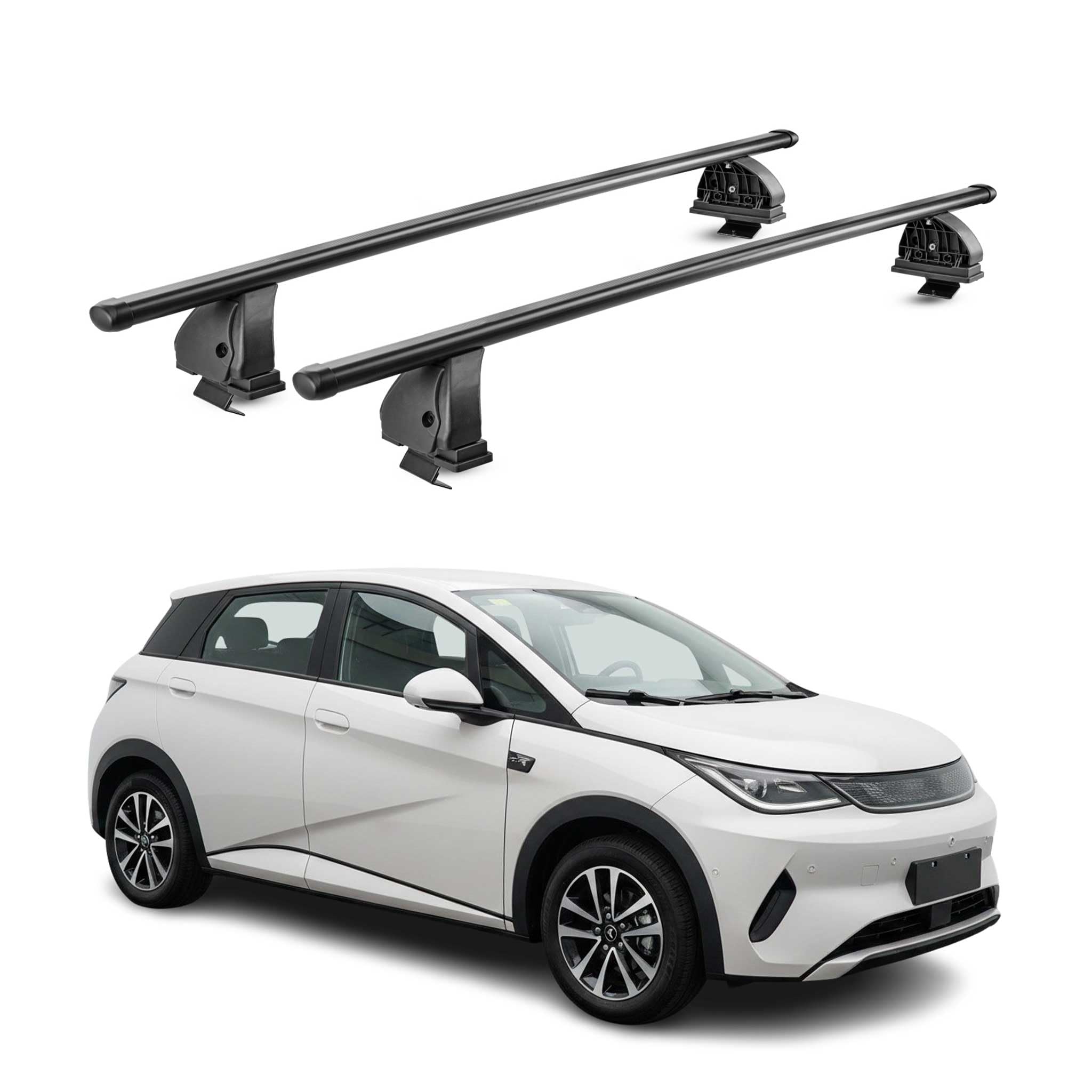OMAC Barres de Toit transversales en Acier pour BMW Serie 1 F40 2019-2024 – TÜV/DIN 75302:2019 – Antivol Inclus – Rainure en T (Accessoires) – Charge Max 75 kg – 2 Barres – Noir
