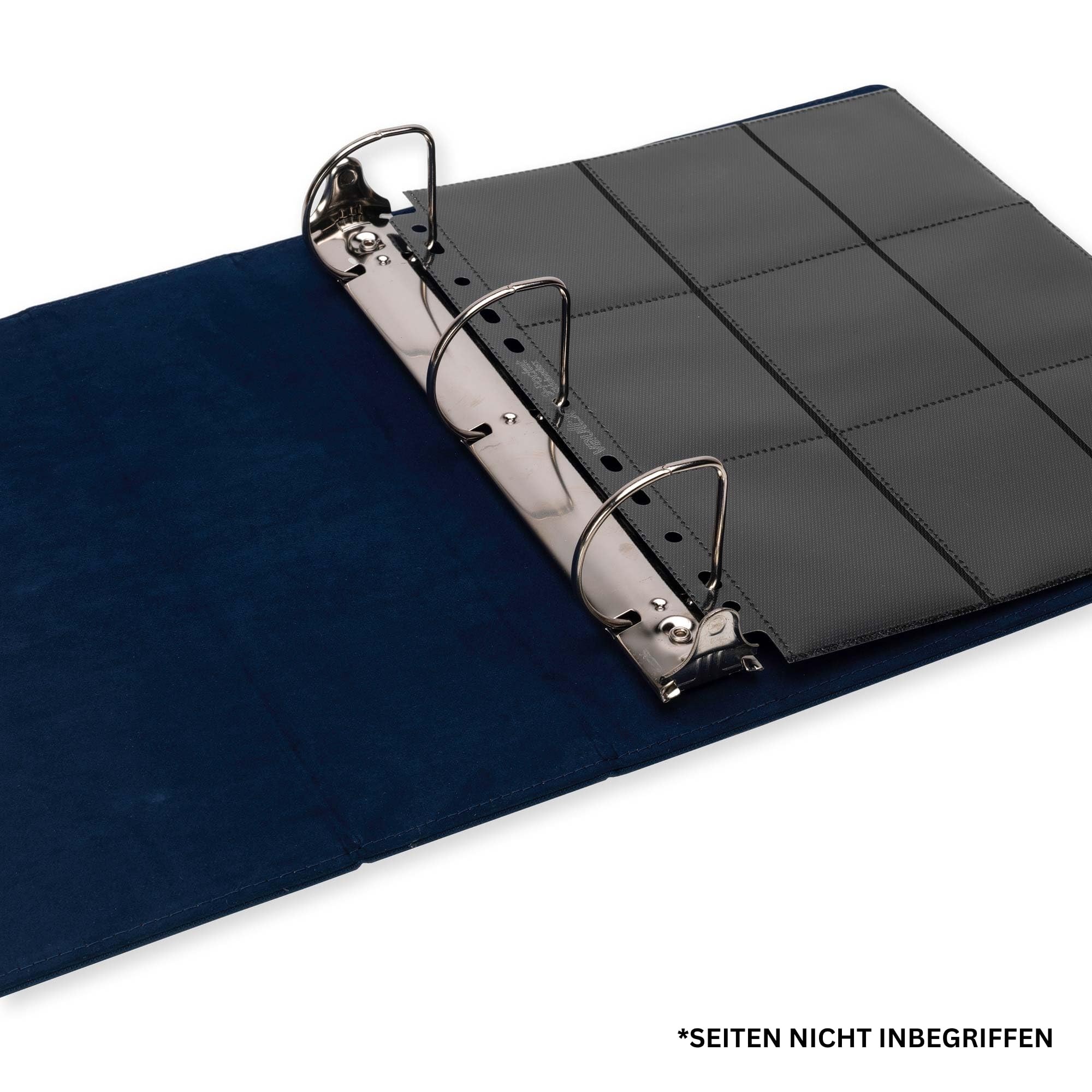 Vault X 3-Ring-Trading-Kartenordner, passend für 9-Taschen-Seiten, 900 Karten, Exo-Tec-Material, Leicht zu Öffnen, D-Ring-Klemmordner für Sammelkartenspiele, Sportkarten, TCG (Blau, Groß)
